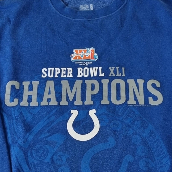 Colts Super Bowl XLI South Florida NFL Blue Sweatshirt Men Sweater Size Medium - Picture 5 of 6